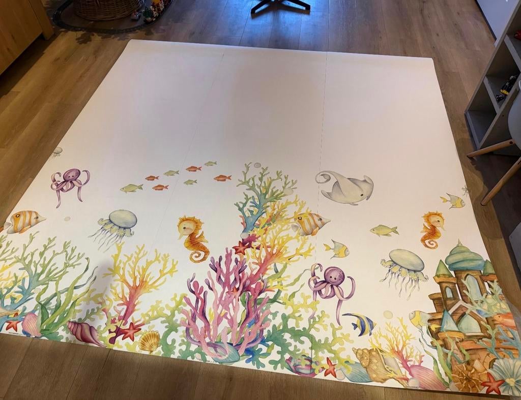 Fotobehang onderwaterwereld 220 x 222cm, Huis en Inrichting, Stoffering | Behang, Ophalen of Verzenden, Minder dan 10 m², Wit