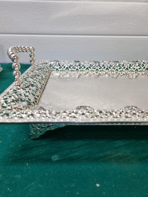 Dienblad verzilverd groot nieuw, Huis en Inrichting, Woonaccessoires | Dienbladen, Ophalen of Verzenden, 'T Olde Gre-j, Info@toldegrej.nl