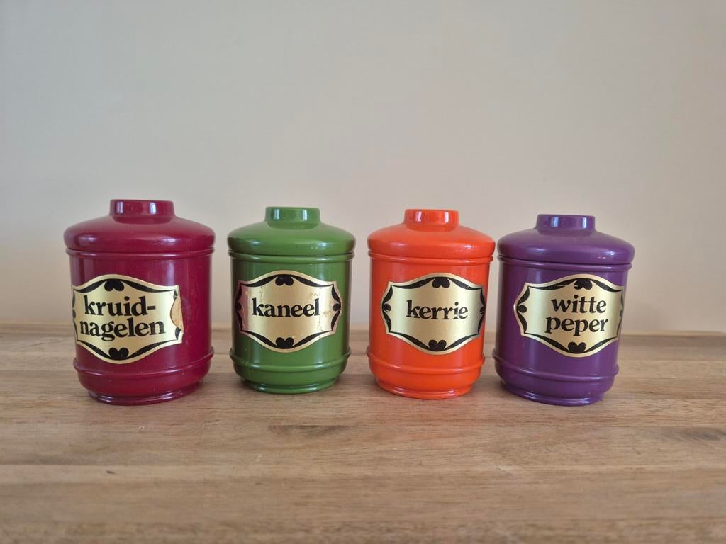 Vintage Emsa Kruidenpotjes Jaren '70 - Set van 4, Ophalen of Verzenden