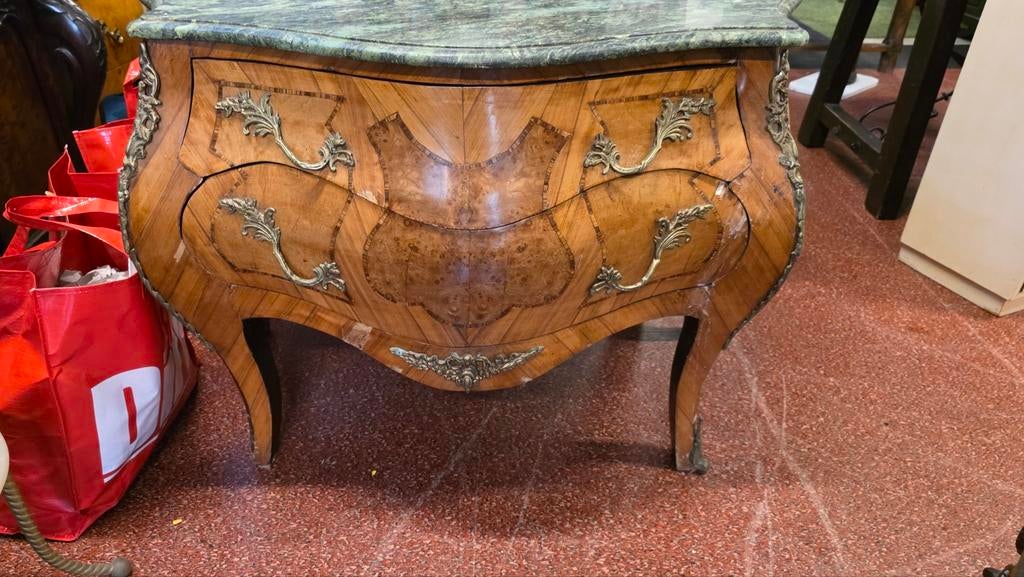 Antieke Franse Louis XVI Commode met Marmeren Blad, Ophalen
