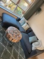 Donkergrijze hoekbank met losse hocker, Ophalen, Gebruikt, Stof