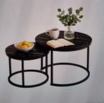 Twee zgan bijzettafels, zwart marmer, Minder dan 55 cm, Rond, Zo goed als nieuw, Ophalen