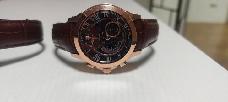 2 Seiko's Moonphase Kinetic, Sieraden, Tassen en Uiterlijk, Horloges | Heren, Zo goed als nieuw, Polshorloge, Seiko, Goud, Leer