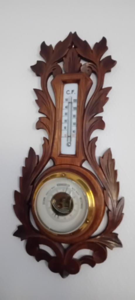 Antieke Barometer met Thermometer -, Audio, Tv en Foto, Weerstations en Barometers, Ophalen, Gebruikt, Barometer