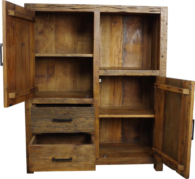 BRENT Kabinet 100 br. oud hout direct leverbaar actie prijs, Romp: Massief oud hout, 1 of 2 laden, 100 tot 150 cm, Nieuw