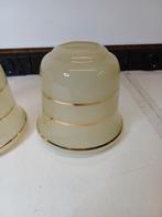 Jaren '50 glazen lampenkapjes met gouden lijnen (2 stuks), Huis en Inrichting, Lampen | Lampenkappen, Ophalen of Verzenden