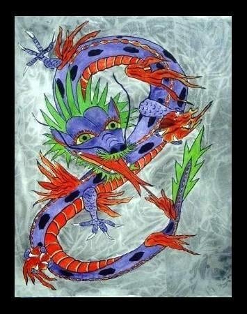 Kleurrijk Schilderij  Japanse retro tatoeage, Ophalen