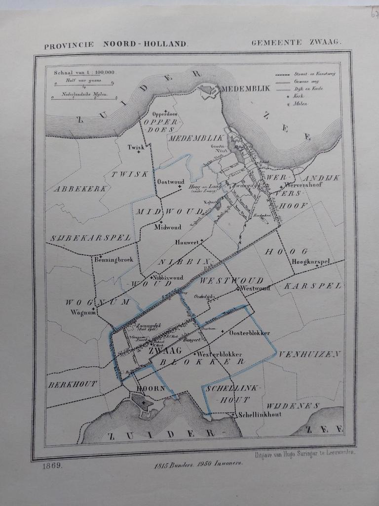 67 / Zwaag Wognum Twisk Hoogkaspel Hauwert Nibbixwoud, Antiek en Kunst, Ophalen of Verzenden
