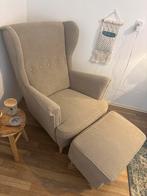 IKEA Strandmon beige fauteuil en voetenbank - Z.G.A.N., Ophalen, Overige kleuren, Zo goed als nieuw, Eén
