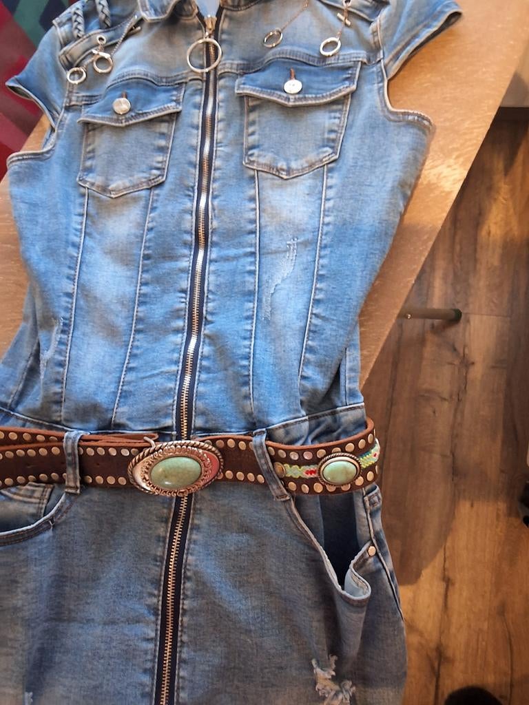 Spijker tuniek / korte jurkje, Ophalen of Verzenden, Zo goed als nieuw, Blauw, Boven de knie