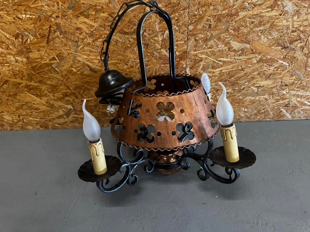 Vintage Hanglamp – Smeedijzer & Koper – Jaren '60/'70 - ReK4, Ophalen of Verzenden