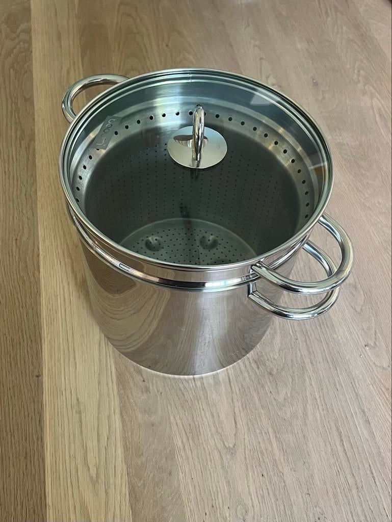 Spaghetti pan goede staat met vergiet, Huis en Inrichting, Ophalen, Gebruikt, Aluminium, Kookpan of Snelkookpan