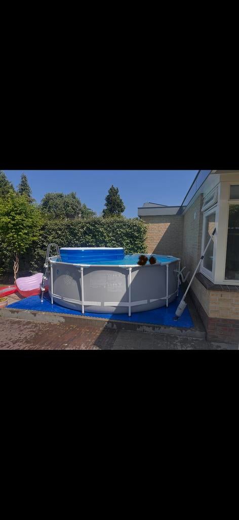 Zwembad intex 366x99 cm met pomp en elektrische verwarming, Ophalen, Gebruikt, 80 tot 120 cm, Rond