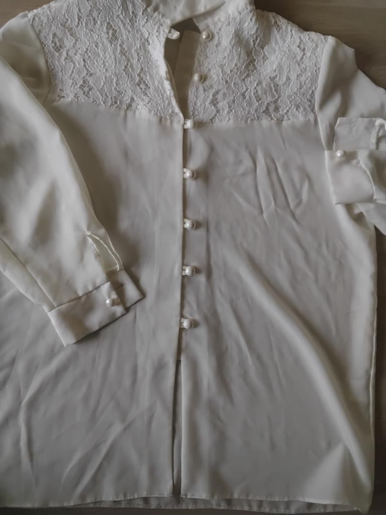 Blouse kant mt fashion XL, Kleding | Heren, Grote Maten, Ophalen, Zo goed als nieuw, Wit