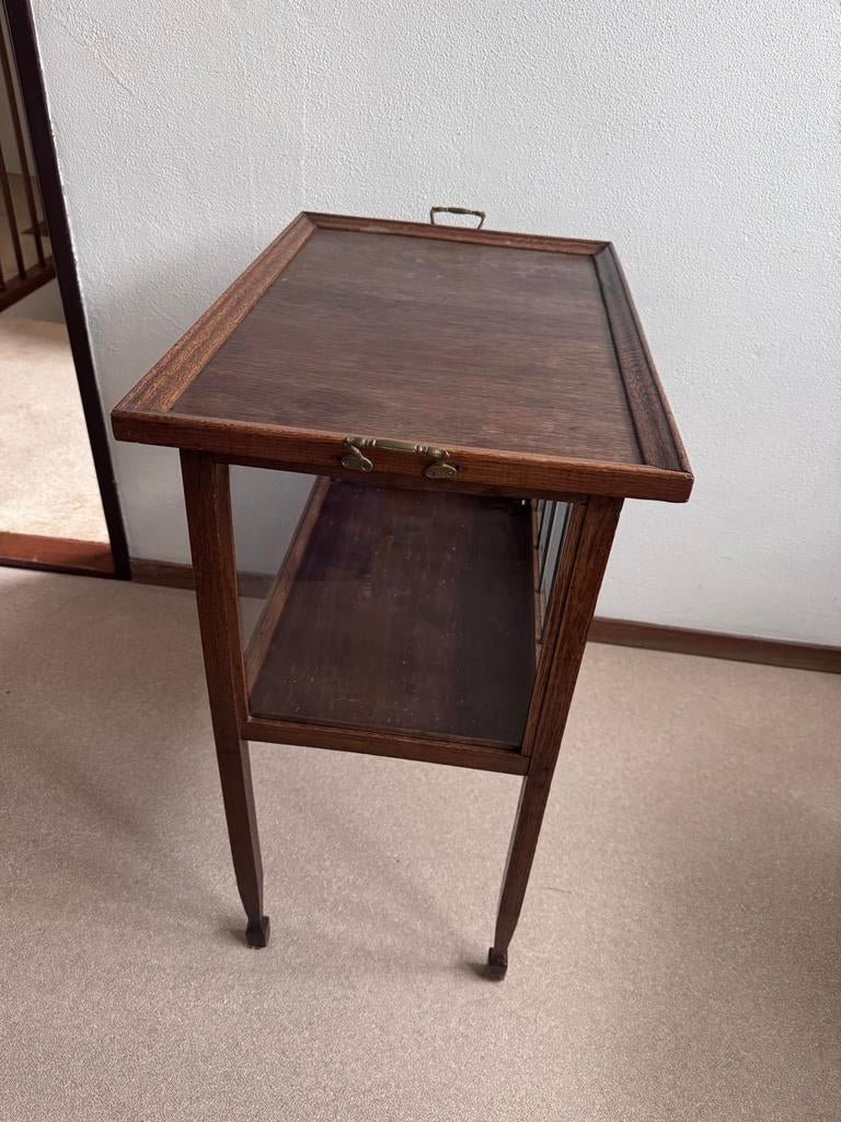 Antiek Houten theekastje met glazen zijkanten, Ophalen