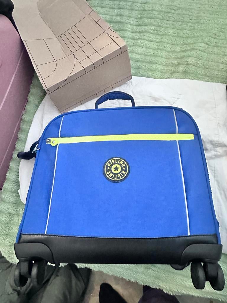 Kipling reistas/trolley blauw met wieltjes, Wieltjes, 40 tot 60 cm, 30 cm of meer, Gebruikt