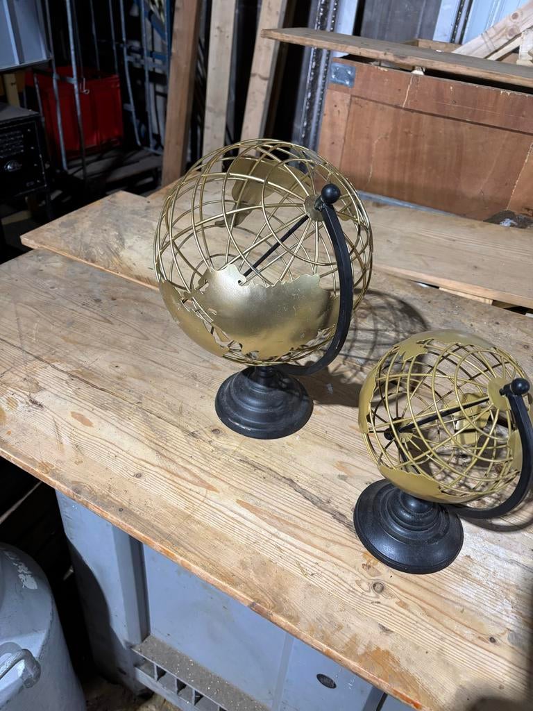 Decoratie wereldbollen set goudkleurig, Ophalen, Gebruikt