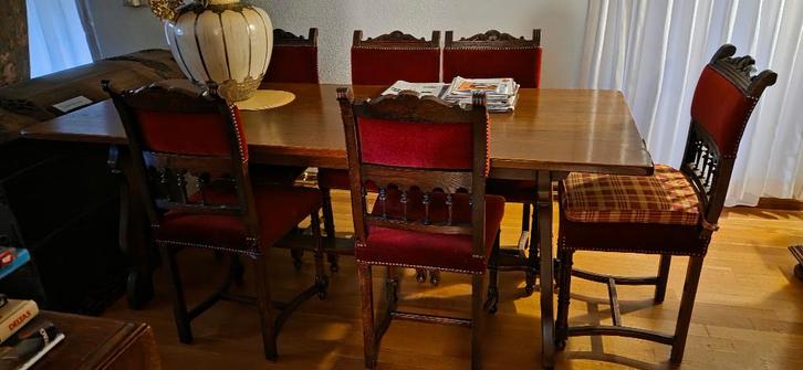 Eiken eettafel, klooster model, L 194 - Br 79 cm. En langer., Huis en Inrichting, Tafels | Eettafels, Gebruikt, 50 tot 100 cm