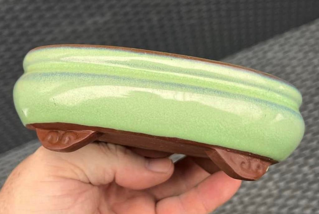 Bonsai schaal Turquoise geglazuurd aardewerk 15,4x12,7x5, Tuin en Terras, Bloempotten, Ophalen of Verzenden, Zo goed als nieuw