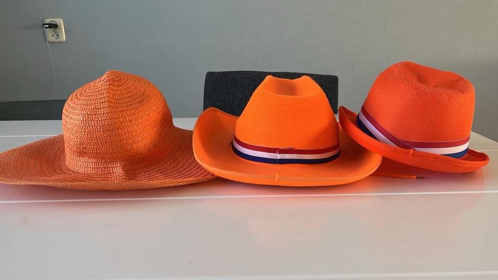 Koningsdag hoedjes 3 stuks, Ophalen of Verzenden, Zo goed als nieuw, Feestartikel, Oranje of Koningsdag