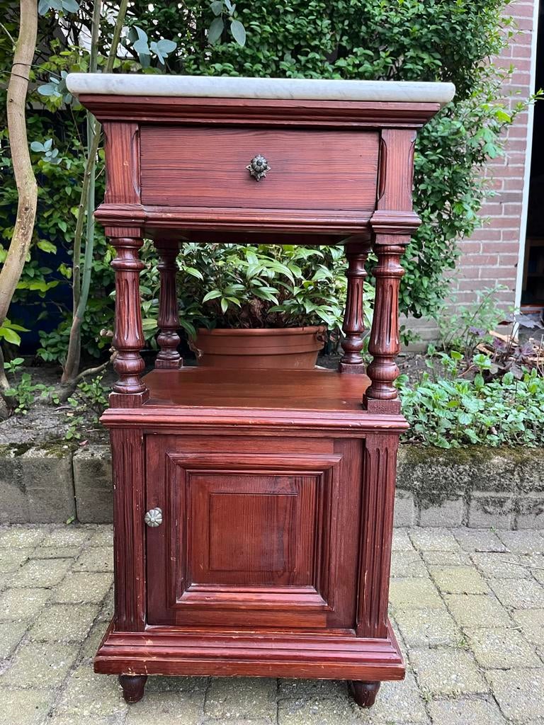 Antiek / vintage nachtkastje met marmeren blad, Ophalen
