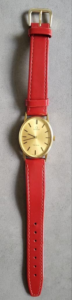 Vintage elegant Omega horloge, Genève, doublé, Overige merken, Polshorloge, Ophalen of Verzenden, Leer
