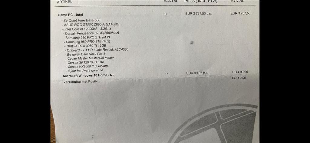 Krachtige Gaming PC - Intel i9-12900KF, RTX 3080 Ti, 32GB RA, Ophalen, 32 GB, Zo goed als nieuw, Gaming