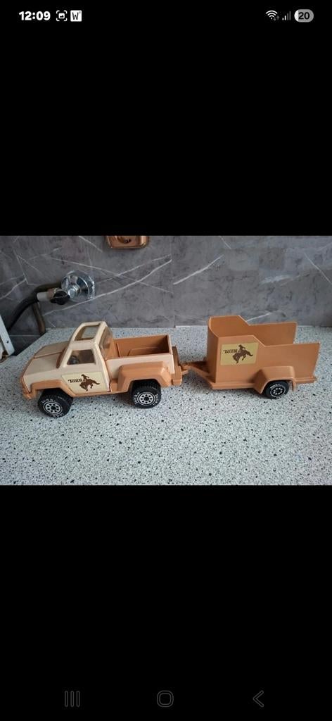 Vintage Tonka jeep met paardentrailer., Verzamelen, Speelgoed, Ophalen of Verzenden