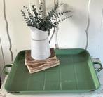 Emaille oud dienblad licht groen, Ophalen of Verzenden