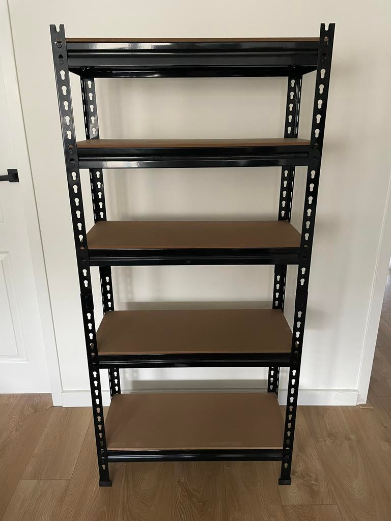 Stevige metalen stellingkast (5 planken), Ophalen, Zo goed als nieuw