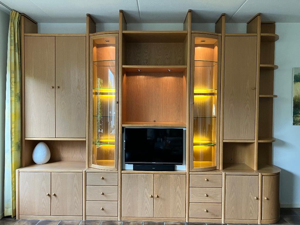 Hülsta wandkast, Ophalen, Met deur(en), 200 cm of meer, Eikenhout