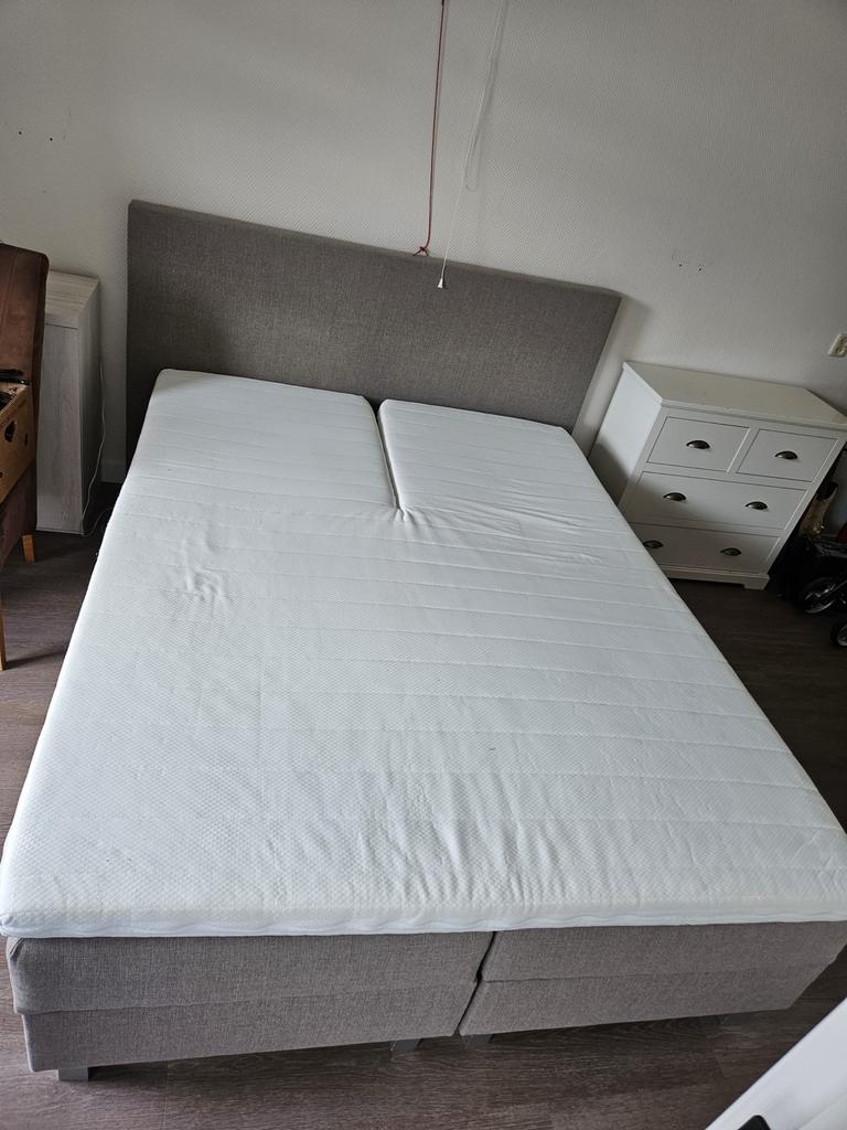 Elektrisch boxspring 160x210 met split topper, Ophalen, Gebruikt, 210 cm, Tweepersoons