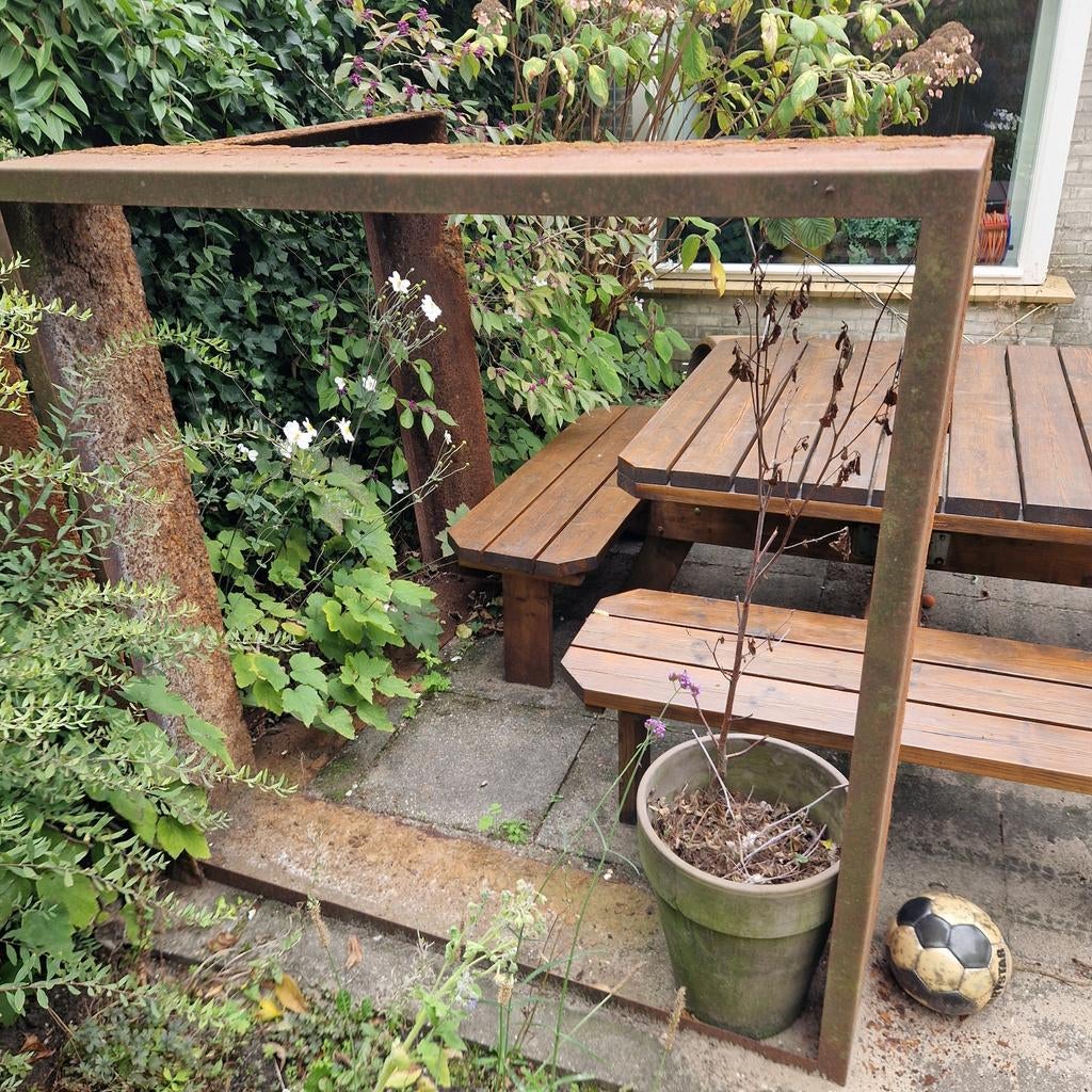 Cortenstaal plantenbak/border 2 plantenbakken, Tuin en Terras, Bielzen en Borders, Gebruikt, Border, Overige materialen, 25 tot 50 cm