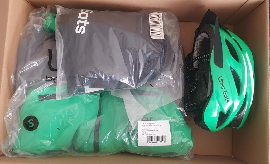 Nieuw Uber Eats Kleding: Jas, Regenbroek, Helm (S), Nieuw, Uber Eats, Heer of Dame, Ophalen