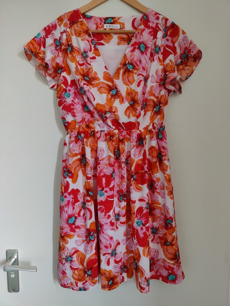 Kaylla zomerjurk met bloemen - maat M/L, Maat 38/40 (M), Ophalen of Verzenden, Zo goed als nieuw, Roze
