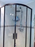 Zwarte kwartronde douchecabine, Ophalen, Gebruikt, Glas, Douche