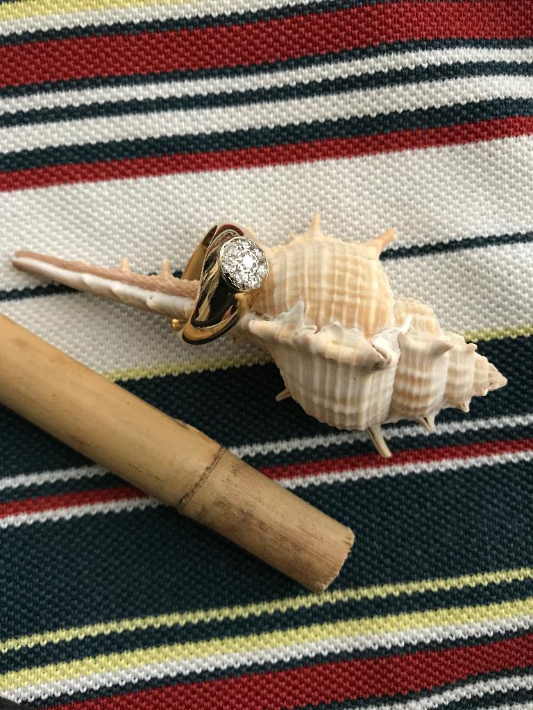 18 krt gouden ring met briljanten , 0,36 crt, Sieraden, Tassen en Uiterlijk, Ringen, Verzenden, Zo goed als nieuw, 17 tot 18, Dame of Heer