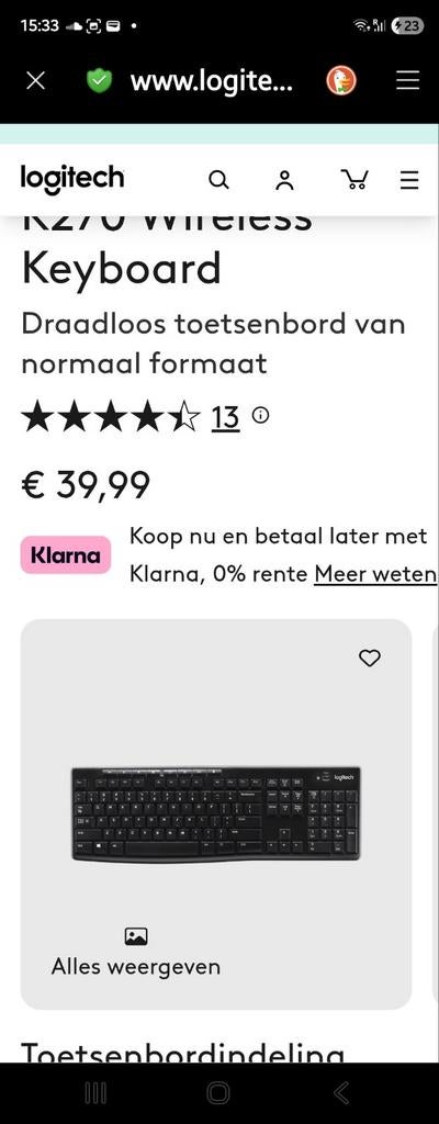 Logitech K270 draadloos toetsenbord, Ophalen of Verzenden