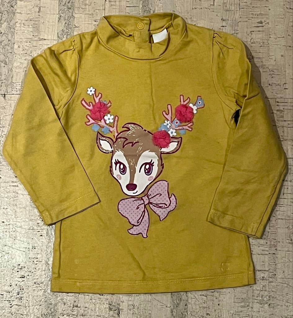 Baby Club C&A shirtje lange mouwen met hertje - maat 86, Kinderen en Baby's, Babykleding | Maat 86, Ophalen of Verzenden, Zo goed als nieuw