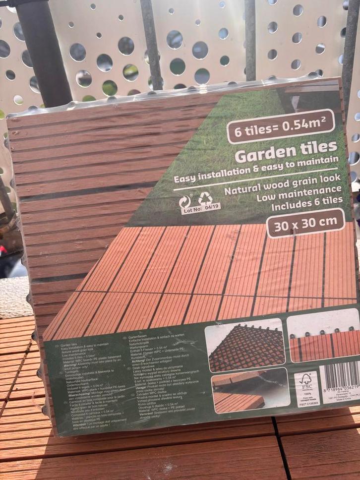 Tuintegels hout 30x30 cm - 6 stuks 2 pakketen, Tuin en Terras, Terrasdelen en Vlonders, Nieuw, Hout, Ophalen of Verzenden