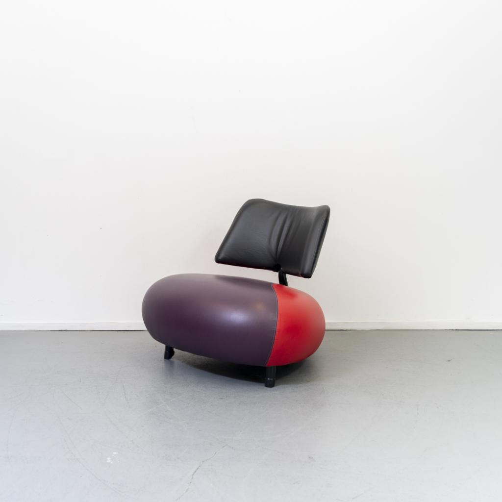 1x Leolux Pallone Fauteuil Rood/Paars - Zwart, Niet ingevuld, Niet ingevuld, 75 tot 100 cm, Ophalen of Verzenden