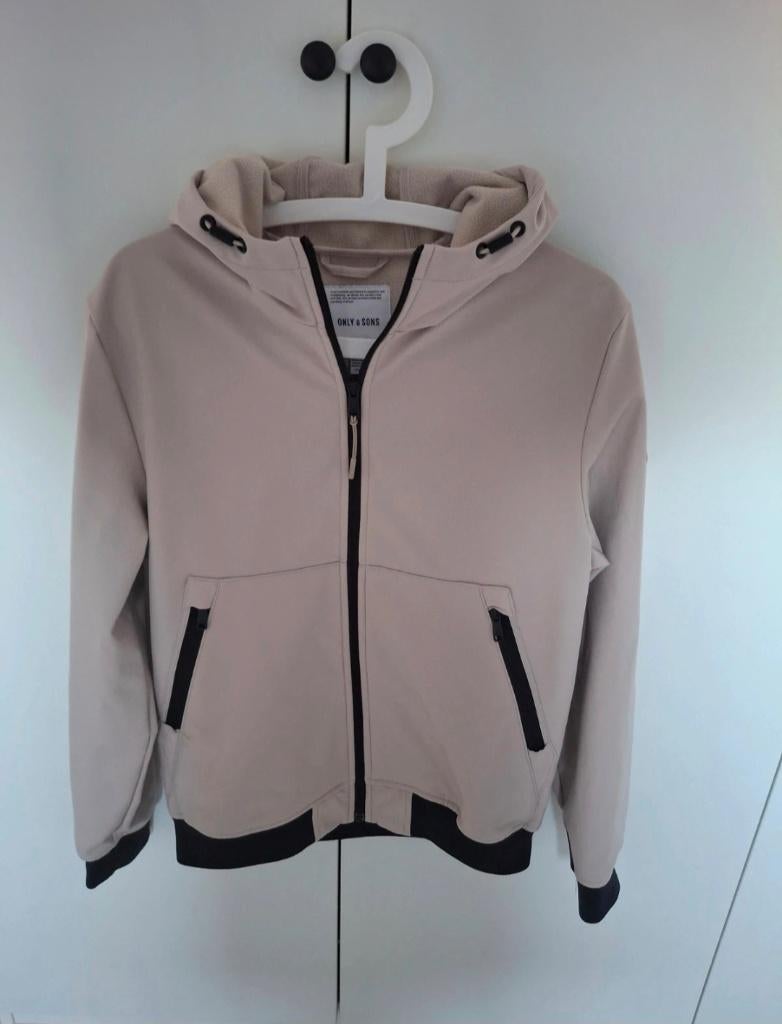 Only & Sons jas tussenjas xs 170 176 beige zwart windjack, Only&Sons, Ophalen of Verzenden, Zo goed als nieuw, Jongen