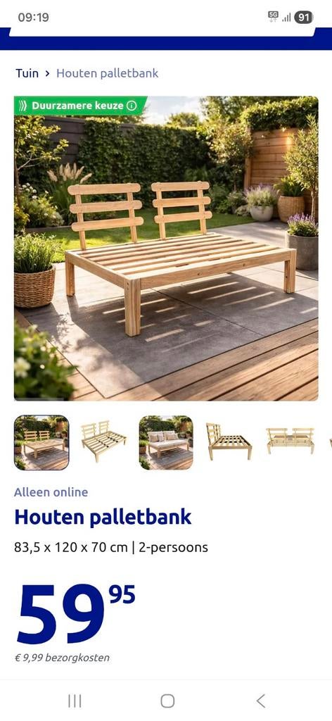 Nieuw palletbankje, Tuin en Terras, Tuinbanken, Ophalen, Nieuw