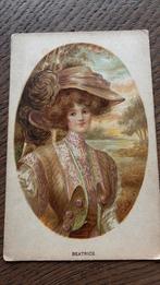 Beatrice, portretkaart. Met  grote hoed, Ophalen, Voor 1920