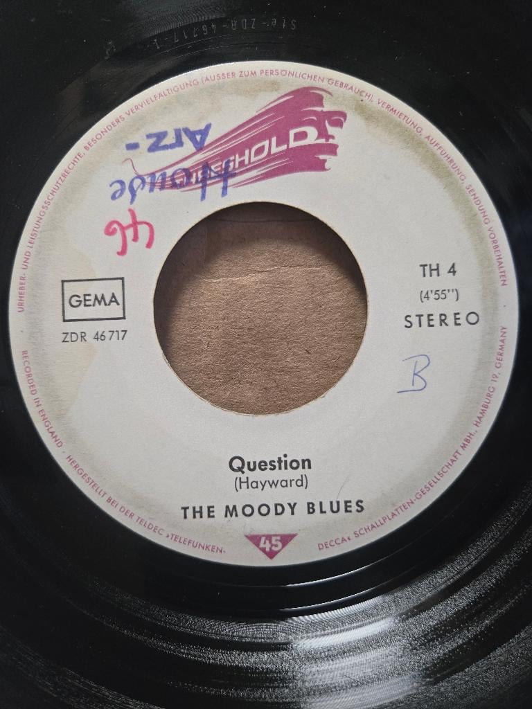 Moody blues - Question, Cd's en Dvd's, Vinyl Singles, Gebruikt, 7 inch, Single, Ophalen of Verzenden