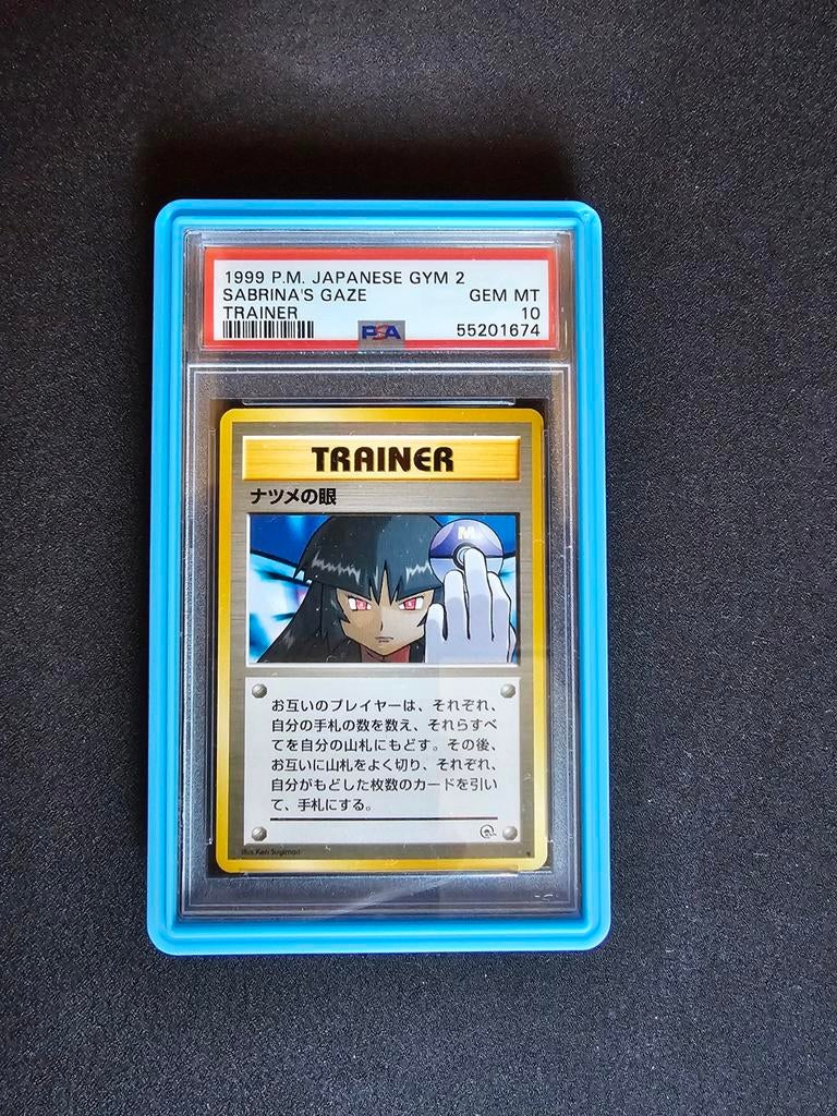 1999 POKEMON JPN GYM 2 TRAINER SABRINA'S GAZE PSA 10 BANNED, Ophalen of Verzenden, Zo goed als nieuw, Losse kaart, Foil
