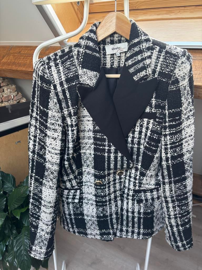 Shoeby Fred van Leer Colbert Zwart/Wit XL, Zwart, Maat 46/48 (XL) of groter, Ophalen of Verzenden, Zo goed als nieuw