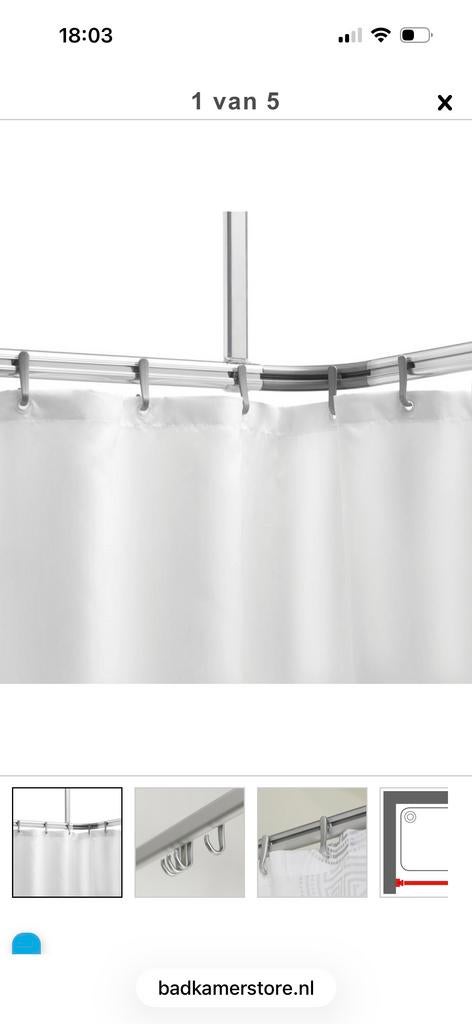 Douche stang gordijn Rail Set - Aluminium, Huis en Inrichting, Ophalen of Verzenden, Zo goed als nieuw, Grijs, Overige typen