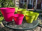 Set van 8 Bloempotten voor Buiten - Roze & Groen, 25 tot 40 cm, Kunststof, Gebruikt, Balkon