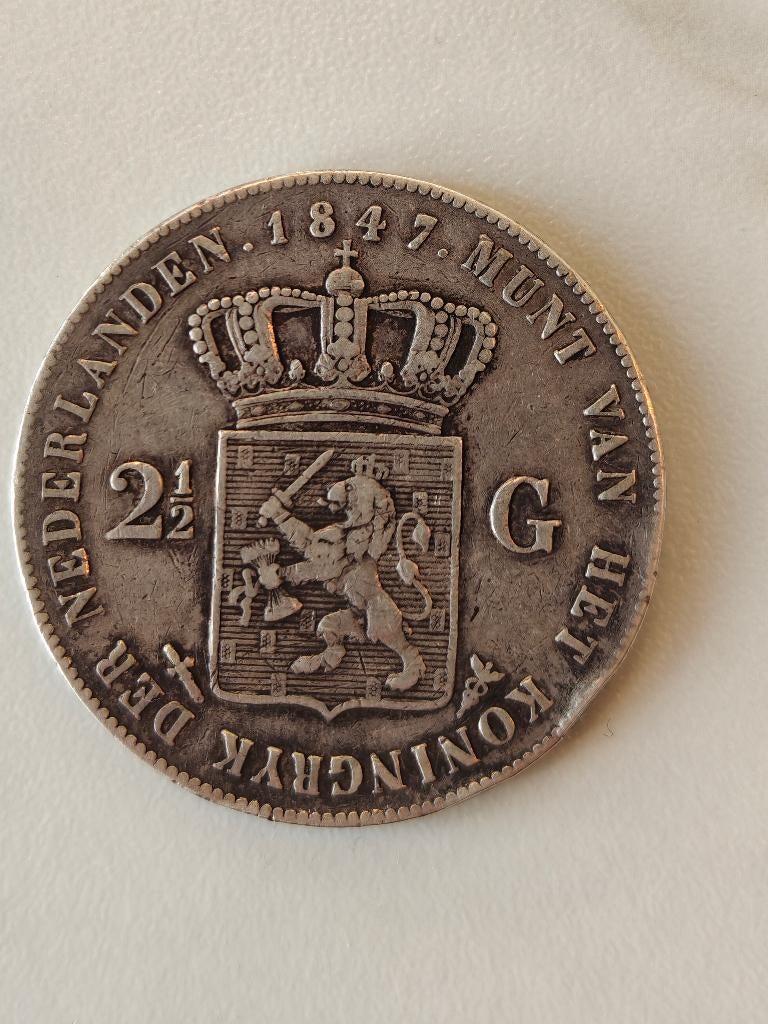 2,5 gulden 1847, Postzegels en Munten, Munten | Nederland, Zilver, Ophalen of Verzenden, Losse munt, 2½ gulden